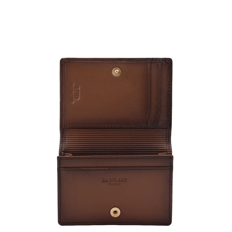 Da Milano Con 4 Slots Leather Card Case - Cognac  | Best Price UAE